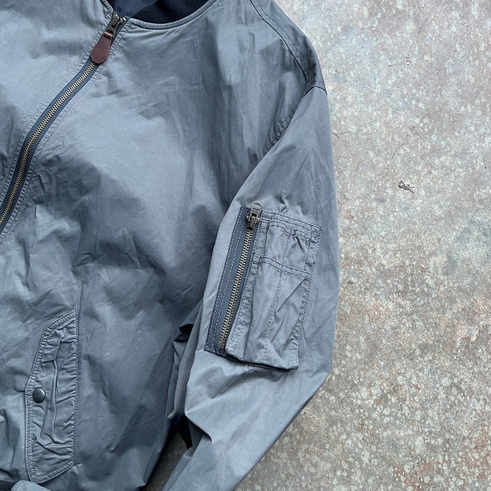 Wallace & Barnes Mens Gray Nylon Cotton MA-1 Military Bomber Jacket XL Talon Zip - Picture 5 of 11